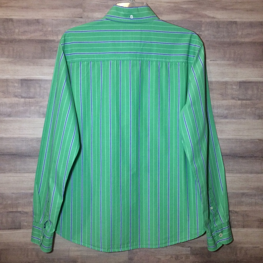 Aeropostale Men’s Green Stripe Button Down - Picture 4 of 5